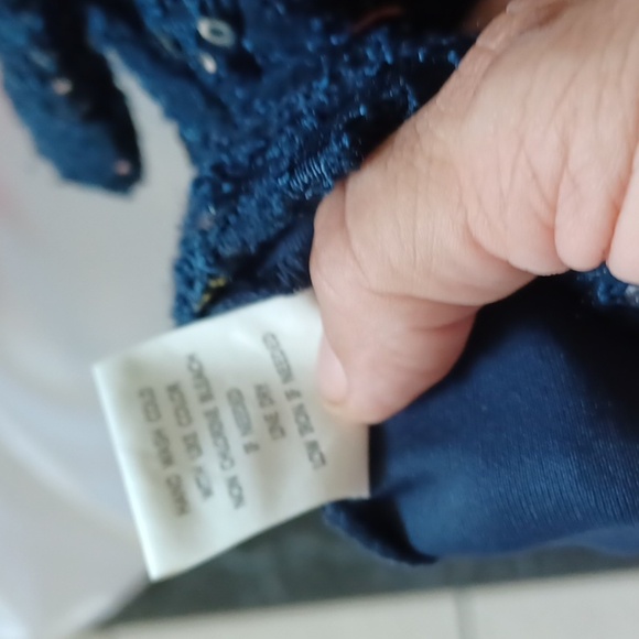 Ruby Rox Blue Lace Sequin Dress, open back, Jr M, NWT - Picture 7 of 8